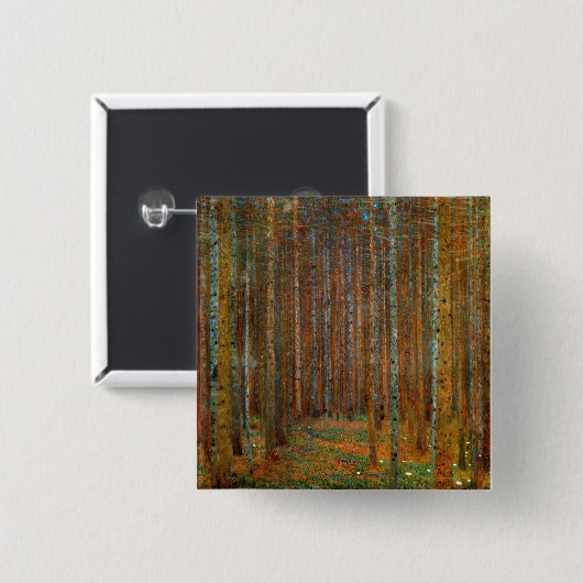 Gustav Klimt - Tannenwald Pine Forest Vierkante Button 5,1 Cm (Voorkant /achterkant)