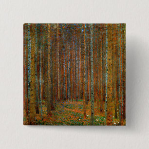 Gustav Klimt - Tannenwald Pine Forest Vierkante Button 5,1 Cm