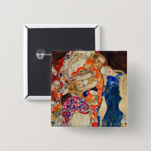 Gustav Klimt - The Bride (onafgewerkt) Vierkante Button 5,1 Cm (Voorkant /achterkant)