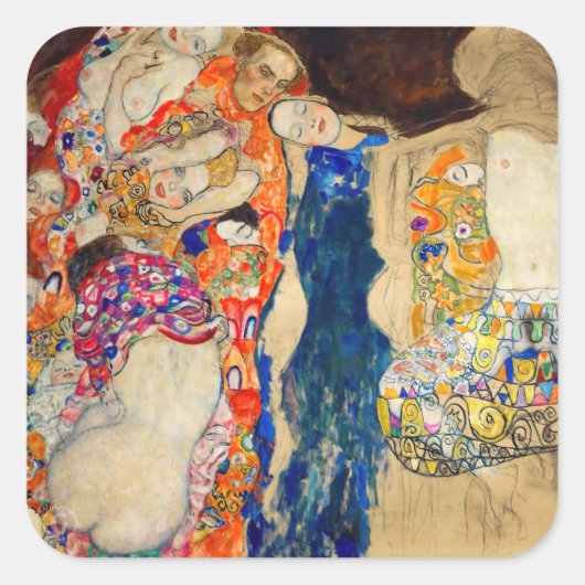 Gustav Klimt - The Bride (onafgewerkt) Vierkante Sticker (Voorkant)