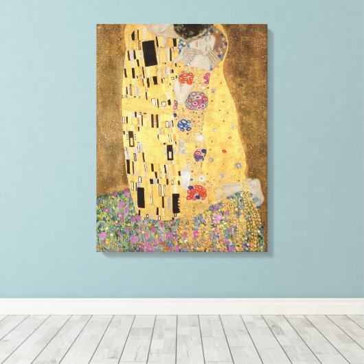 Gustav Klimt | The Kiss, 1907-08 Canvas Afdruk (Insitu (Houten vloer))