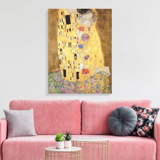 Gustav Klimt | The Kiss, 1907-08 Canvas Afdruk (Insitu (Woonkamer))