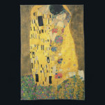 GUSTAV KLIMT - The kiss 1907 Theedoek<br><div class="desc">GUSTAV KLIMT - The kiss 1907Oil and gold foil on canvas</div>