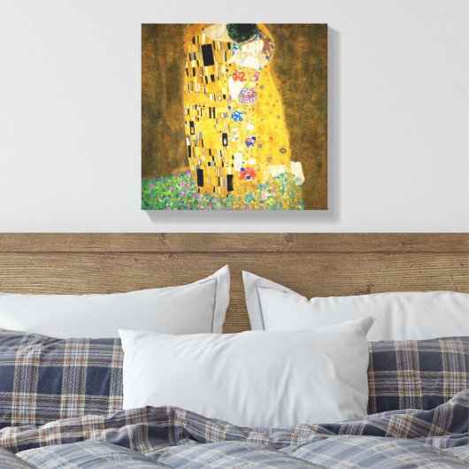 Gustav Klimt The Kiss Art Nieuw schilderen Canvas Afdruk (Insitu (Slaapkamer))