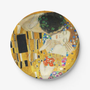 Gustav Klimt The Kiss  Art Nieuw schilderen Papieren Bordje