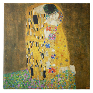 Gustav Klimt The Kiss  Art Nieuw schilderen Tegeltje