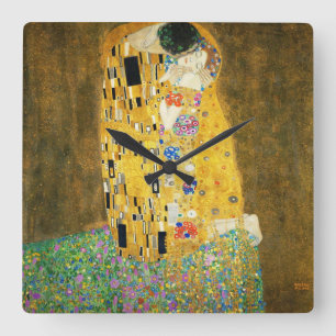 Gustav Klimt The Kiss  Art Nieuw schilderen Vierkante Klok