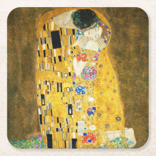 Gustav Klimt The Kiss  Art Nouveau Painting Kartonnen Onderzetters