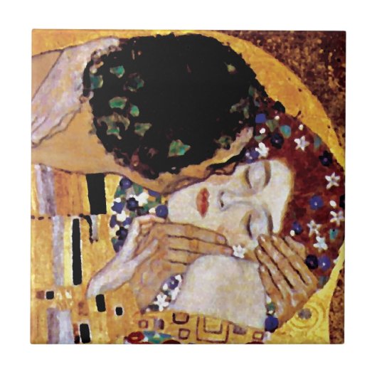 Gustav Klimt - The Kiss -  Art Nouveau Tegeltje (Voorkant)