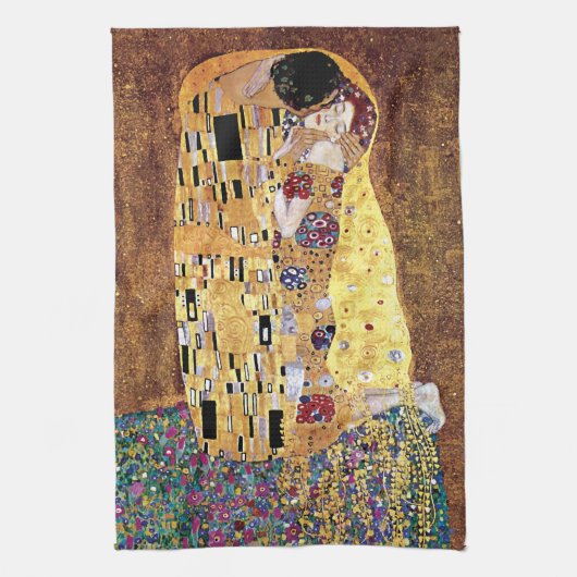 Gustav Klimt - The Kiss -  Art Nouveau Theedoek (Verticaal)