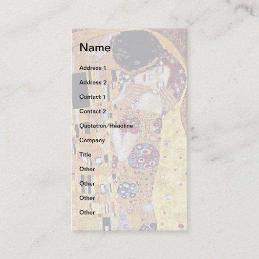 Gustav Klimt - The Kiss - Art Nouveau Visitekaartje (Voorkant)