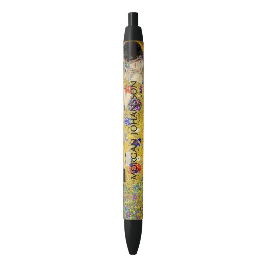 Gustav Klimt – The Kiss – Custom Text Zwarte Inkt Pen (Voorkant Verticaal)