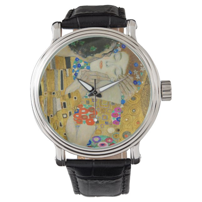 Gustav Klimt The Kiss faces Detail Painting Horloge (Voorkant)