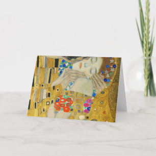 Gustav Klimt The Kiss faces Detail Painting Kaart