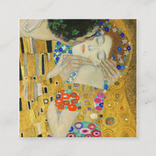 Gustav Klimt The Kiss faces Detail Painting Vierkante Visitekaartje