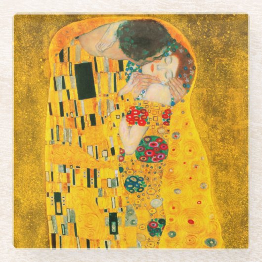 Gustav Klimt The Kiss Glazen Onderzetter (Voorkant)