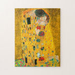 Gustav Klimt The Kiss Legpuzzel<br><div class="desc">Puzzle met olieverf van Gustav Klimt met goudblad The Kiss (1908). Een man en een vrouw,  met briljante gouden kleuren,  omarmen en kussen op een bloesem. Een groot geschenk voor fans van Art Nouveau en Oostenrijkse kunst.</div>