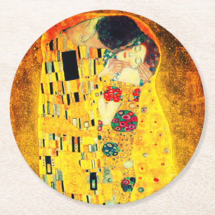 Gustav Klimt The Kiss Ronde Kartonnen Onderzetter
