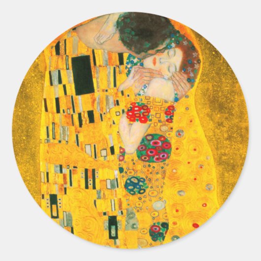 Gustav Klimt The Kiss Ronde Sticker (Voorkant)