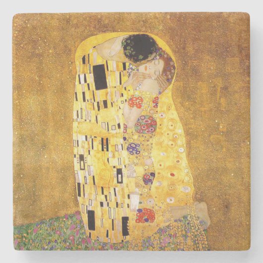 Gustav Klimt "The Kiss" Stenen Onderzetter (Voorkant)