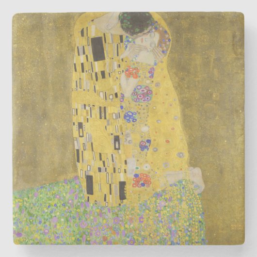 Gustav Klimt - The Kiss Stenen Onderzetter (Voorkant)