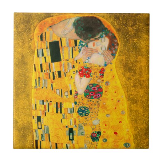 Gustav Klimt The Kiss Tegeltje (Voorkant)