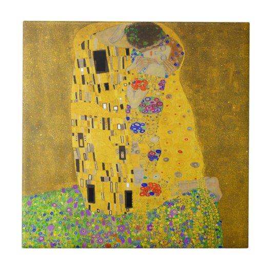 Gustav Klimt The Kiss Tegeltje (Voorkant)