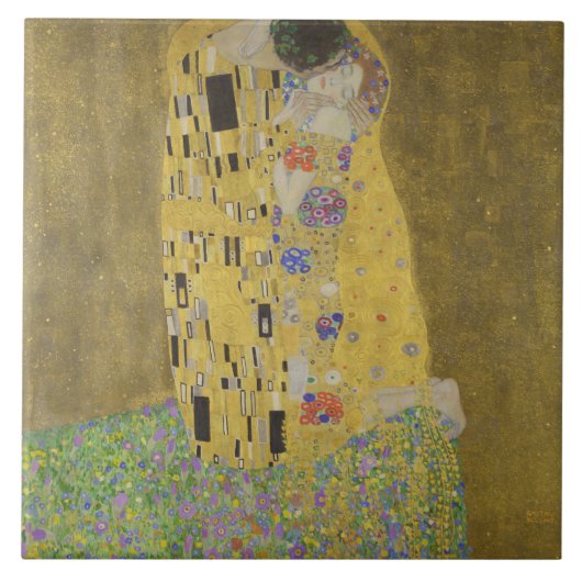 Gustav Klimt The Kiss Tegeltje (Voorkant)