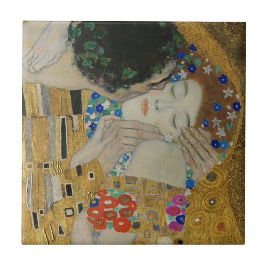 Gustav Klimt The Kiss Tegeltje (Voorkant)