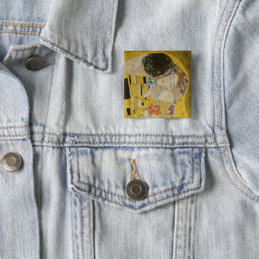 Gustav Klimt - The Kiss Vierkante Button 5,1 Cm (In situ)