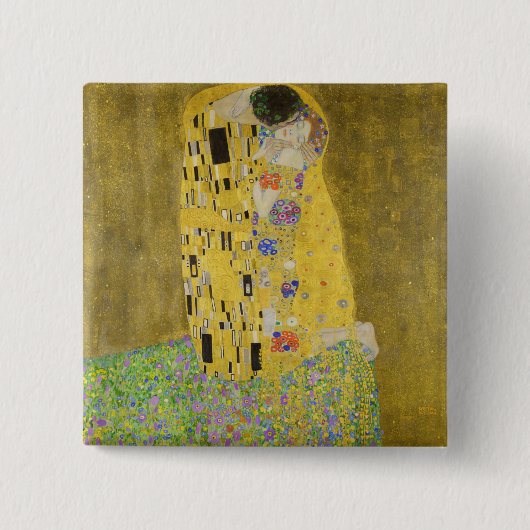 Gustav Klimt - The Kiss Vierkante Button 5,1 Cm (Voorkant)