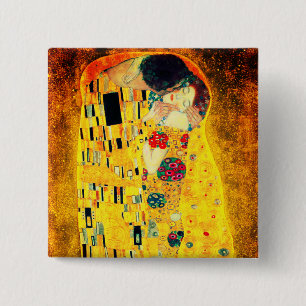 Gustav Klimt The Kiss Vierkante Button 5,1 Cm