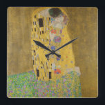 Gustav Klimt The Kiss Vierkante Klok<br><div class="desc">De Kus is het meest iconische en beroemde schilderij van Gustav Klimt. Het is een prachtig gouden schilderij van een paar diep verliefd op het delen van een romantisch moment van een gepassioneerde kus. Profiteer van uw hoogwaardige cadeauideeën en geweldige producten met dit prachtige meesterwerk. Bekijk onze winkel voor meer...</div>