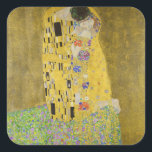 Gustav Klimt - The Kiss Vierkante Sticker<br><div class="desc">The Kiss / Der Kuss - Gustav Klimt in 1907-1908</div>