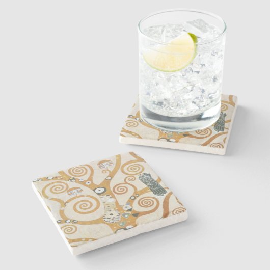 Gustav Klimt The Tree Art , nieuveau Stenen Onderzetter (Zijkant)