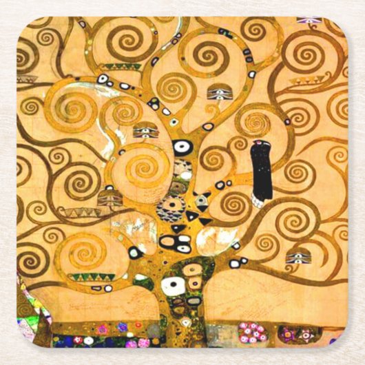 Gustav Klimt Tree of Life Kartonnen Onderzetters (Voorkant)