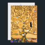 Gustav Klimt Tree of Life Save The Date<br><div class="desc">Kaart met de muurschildering van Gustav Klimt,  The Stoclet Frieze (1905-1911). Het bestaat uit drie mozaïeken: De verwachting,  Knight en de Embrace. Een mooie vrouw,  een gouden boom,  en twee geliefden in een omhelzing zijn afgebeeld. Een prachtig cadeau voor fans van Art Nouveau en Oostenrijkse kunst.</div>