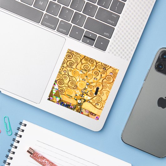 Gustav Klimt Tree of Life Sticker (Laptop met iPhone)