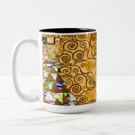 Gustav Klimt Tree of Life Tweekleurige Koffiemok (Links)