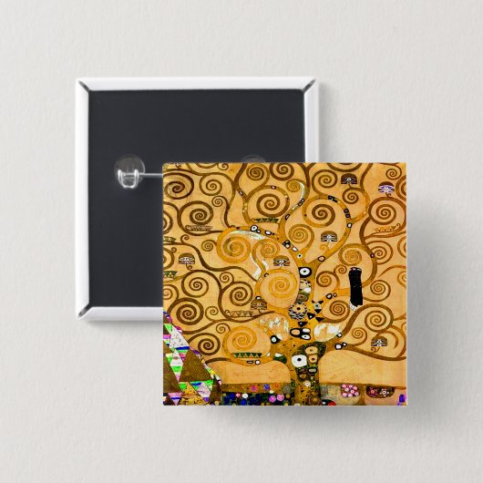 Gustav Klimt Tree of Life Vierkante Button 5,1 Cm (Voorkant /achterkant)
