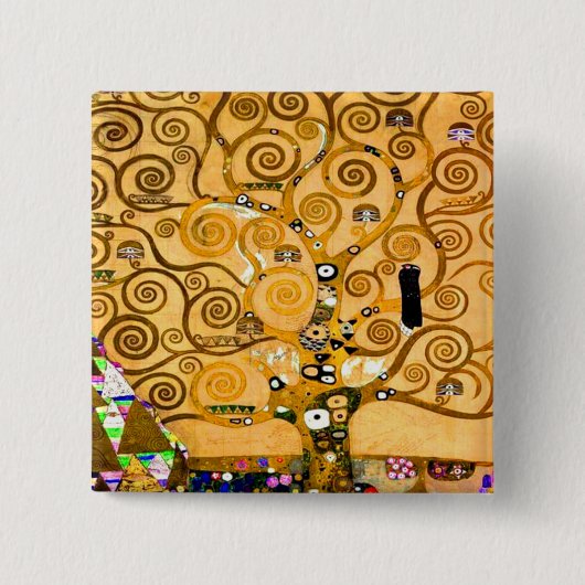 Gustav Klimt Tree of Life Vierkante Button 5,1 Cm (Voorkant)
