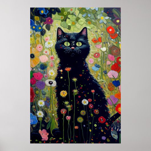 Gustav Klimt Tuin Kat Poster (Voorkant)
