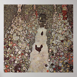 Gustav Klimt - Tuin met roosters Poster