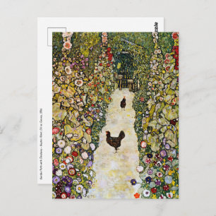 Gustav Klimt - Tuin pad met kippen Briefkaart