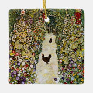 Gustav Klimt - Tuin pad met kippen Keramisch Ornament