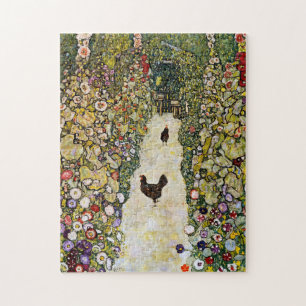 Gustav Klimt - Tuin pad met kippen Legpuzzel