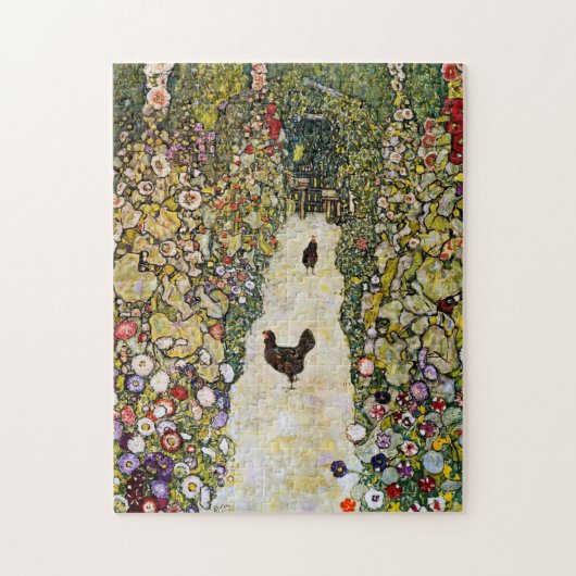 Gustav Klimt - Tuin pad met kippen Legpuzzel (Verticaal)