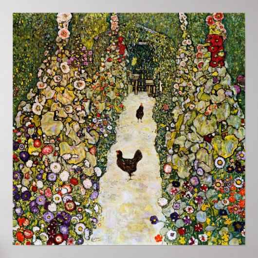 Gustav Klimt - Tuin pad met kippen Poster (Voorkant)