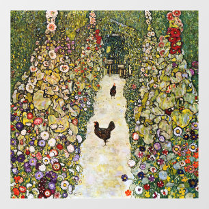 Gustav Klimt - Tuin pad met kippen Raamsticker