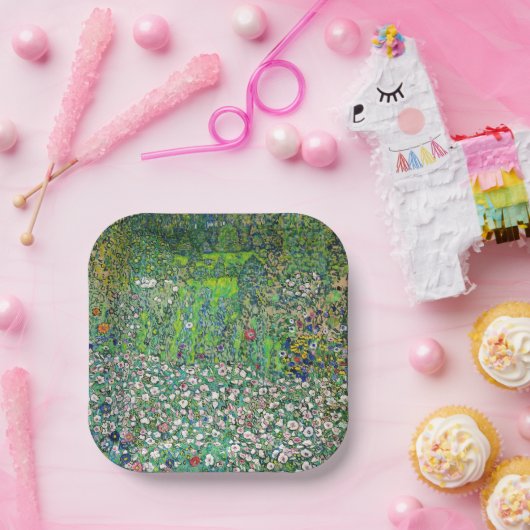 Gustav Klimt - Tuinbouwlandschap en heuvel Papieren Bordje (Feest)